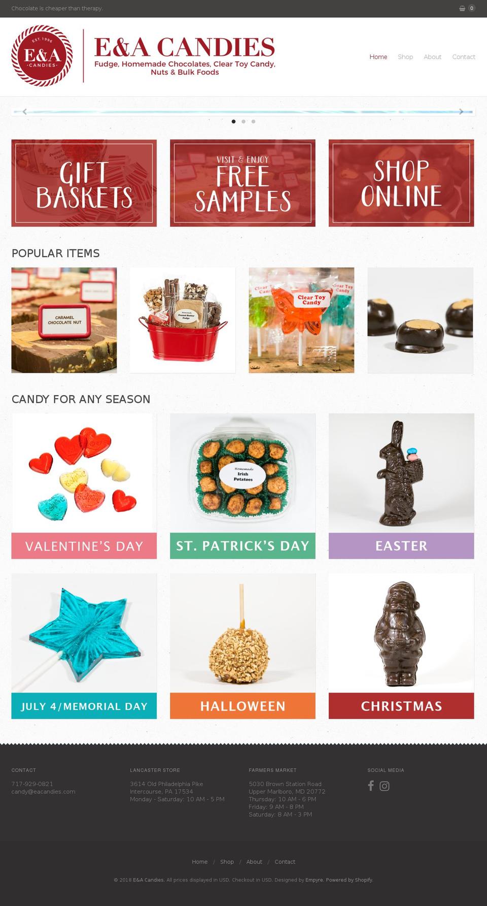 eacandies.com shopify website screenshot