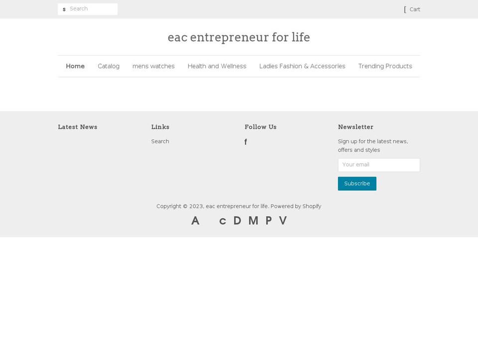eacentrepreneurforlife.com — Shopify storefront screenshot
