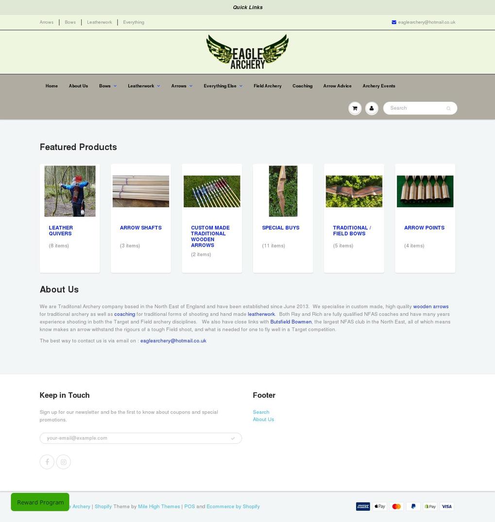 eaglearchery.co.uk shopify website screenshot