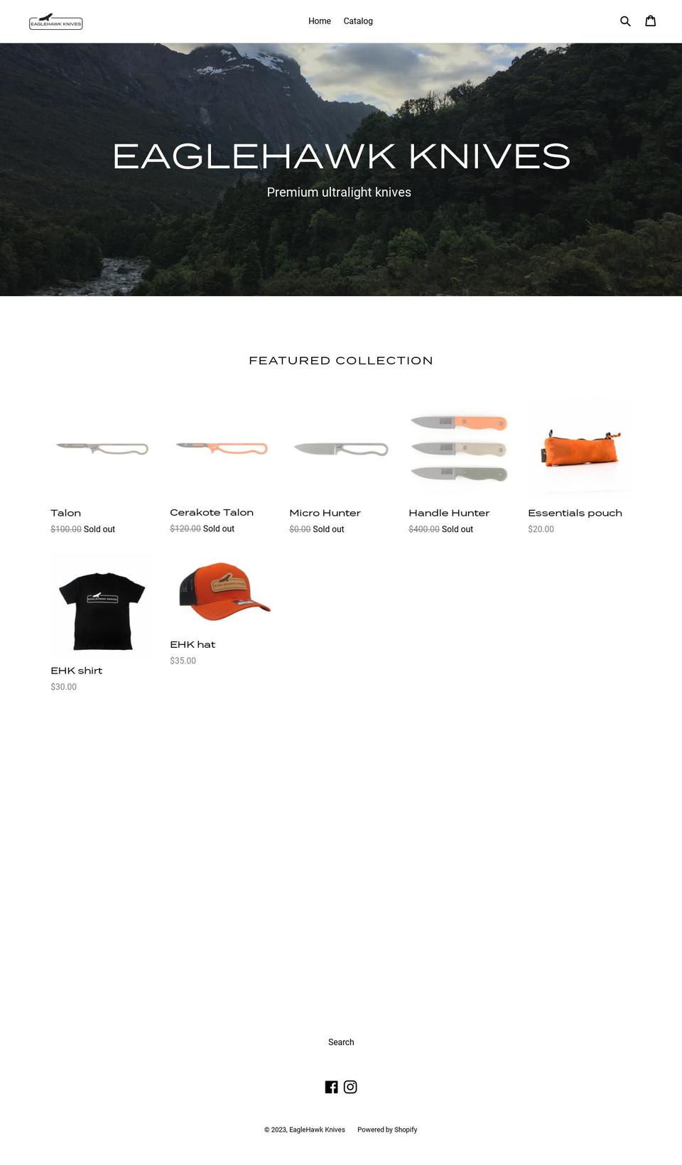 eaglehawkknives.com — Shopify storefront screenshot