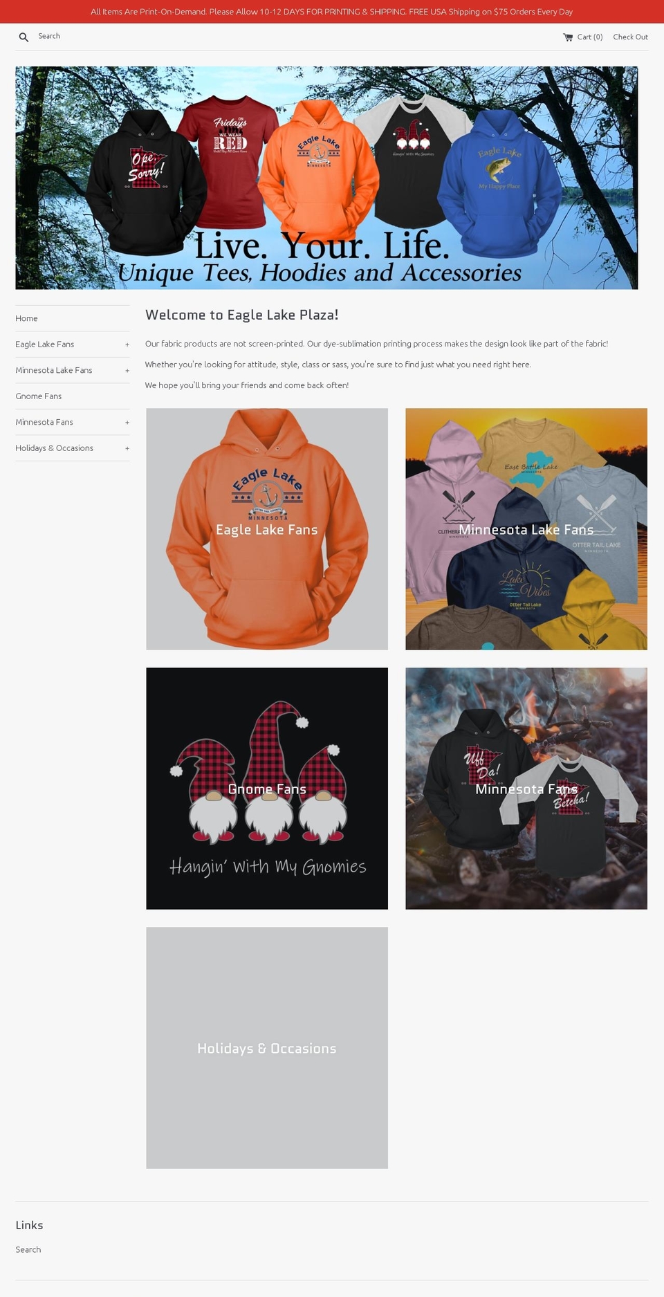 eaglelakeplaza.com — Shopify storefront screenshot