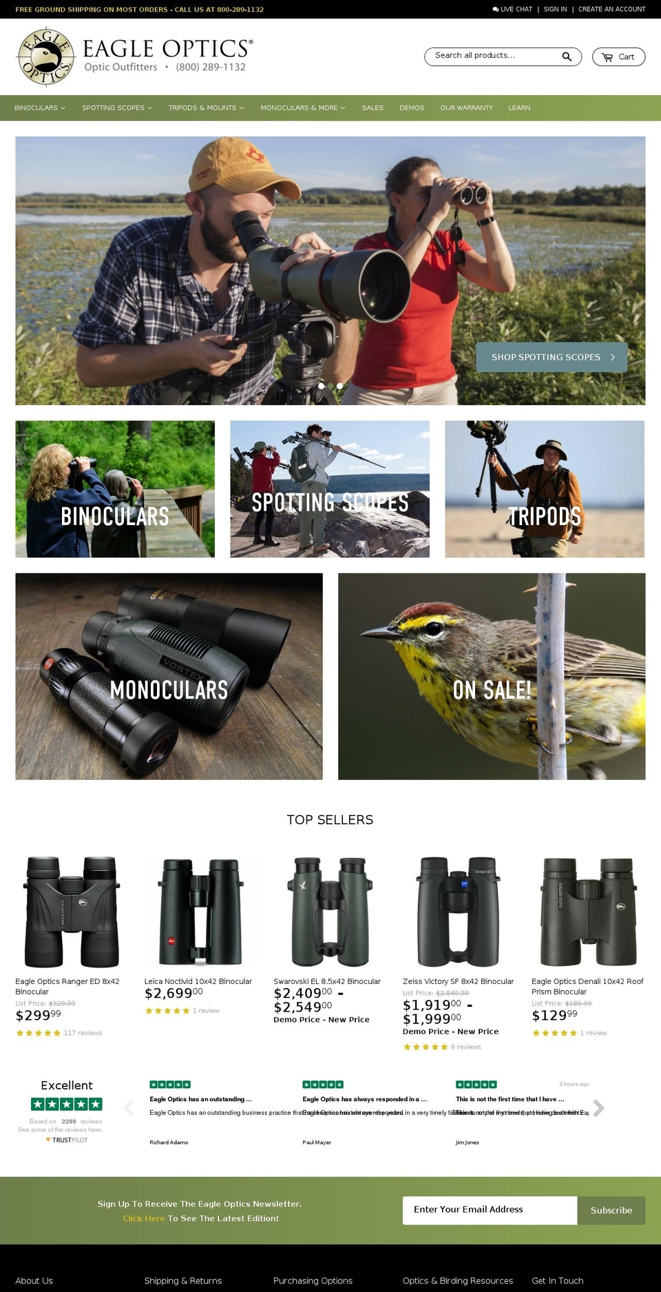 Eagle Optics - March 16th Shopify theme site example eagleopticsrangers.com