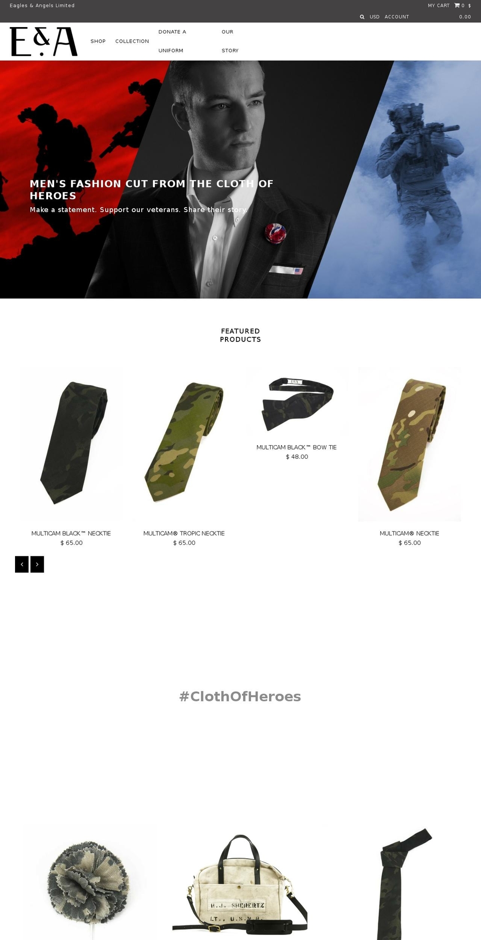 eaglesandangelsltd.com shopify website screenshot