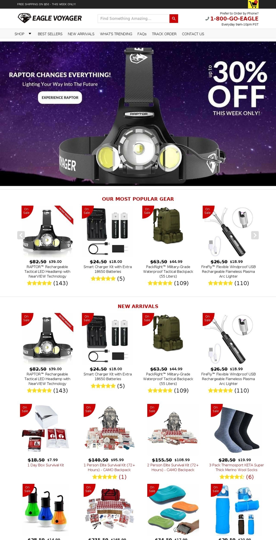 eaglevoyager.com — Shopify storefront screenshot