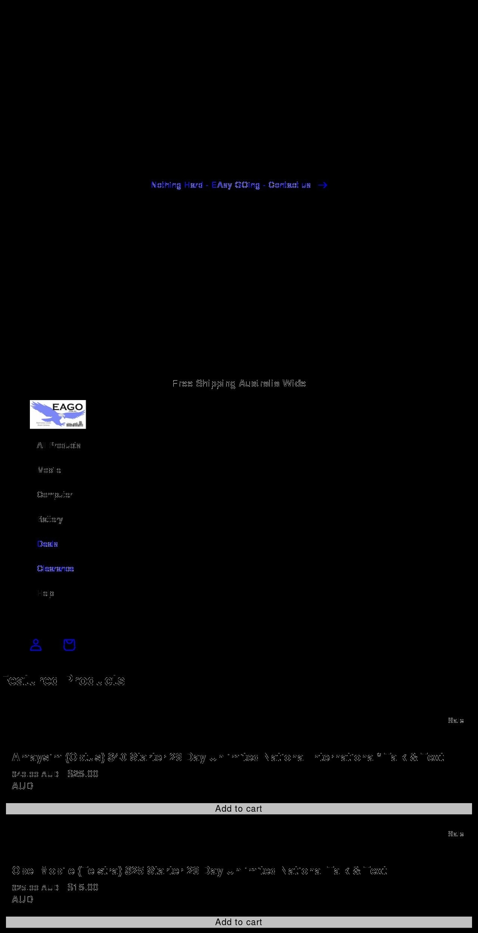 eago.com.au shopify website screenshot