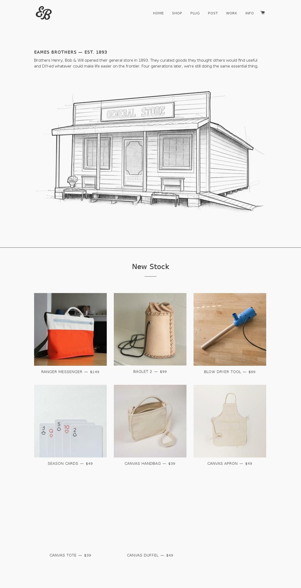 eamesbros.com — Shopify storefront screenshot