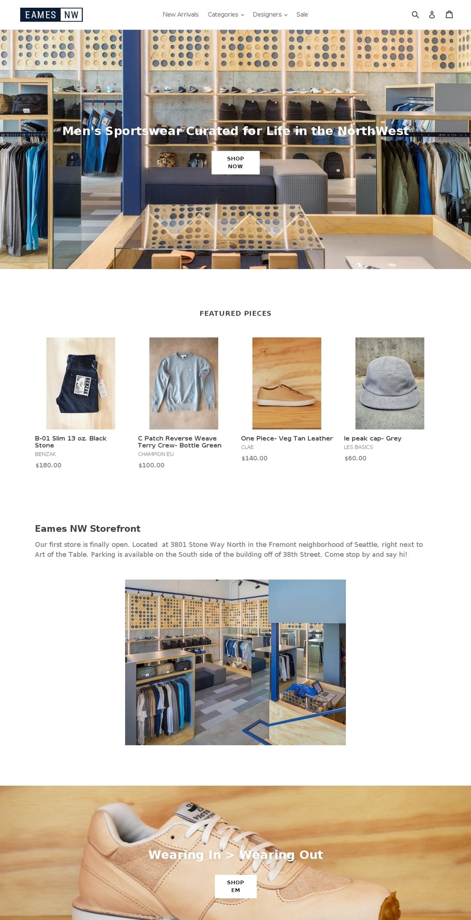 eamesnorthwest.com — Shopify storefront screenshot