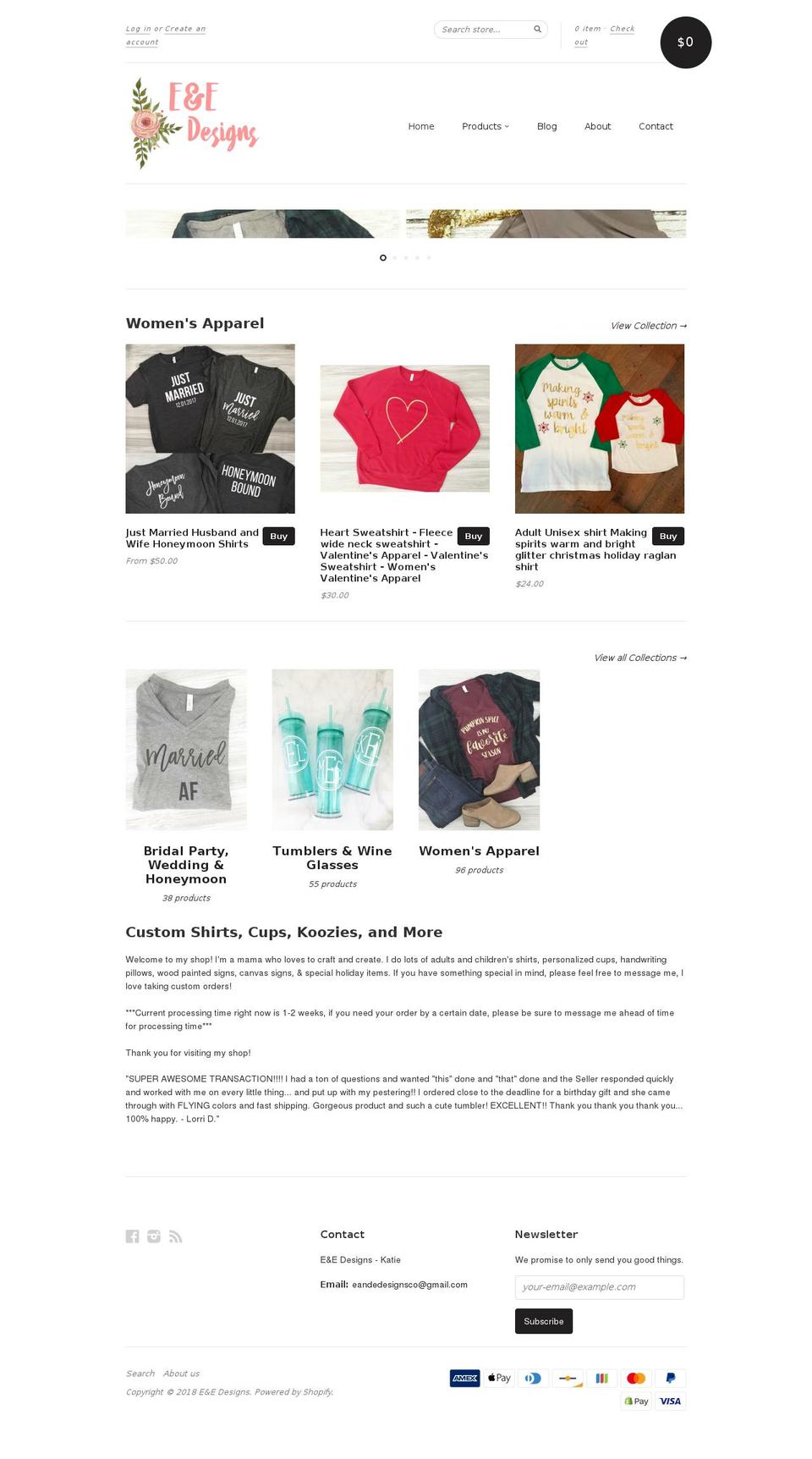eandedesignsco.com — Shopify storefront screenshot