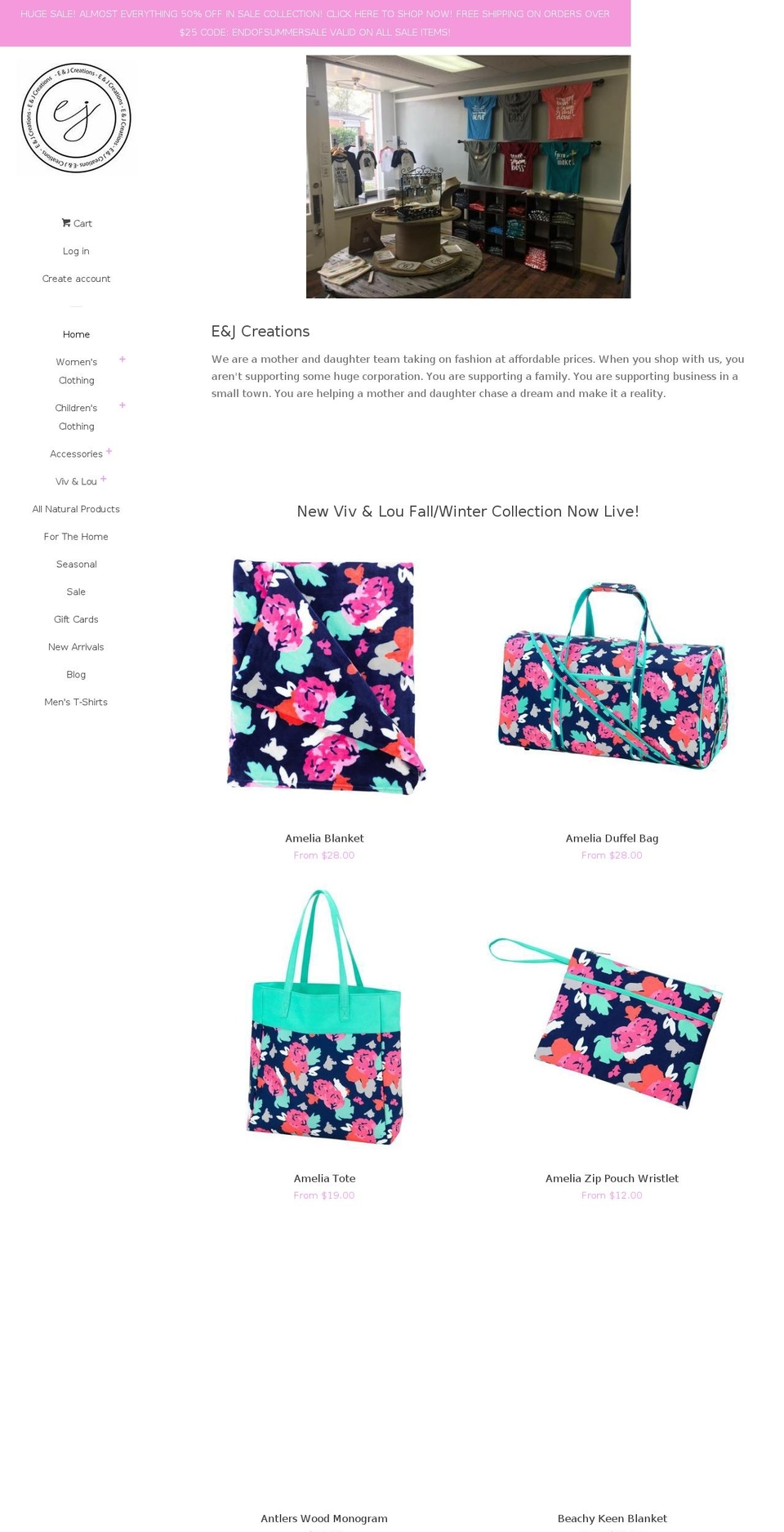 eandjcreations.com — Shopify storefront screenshot