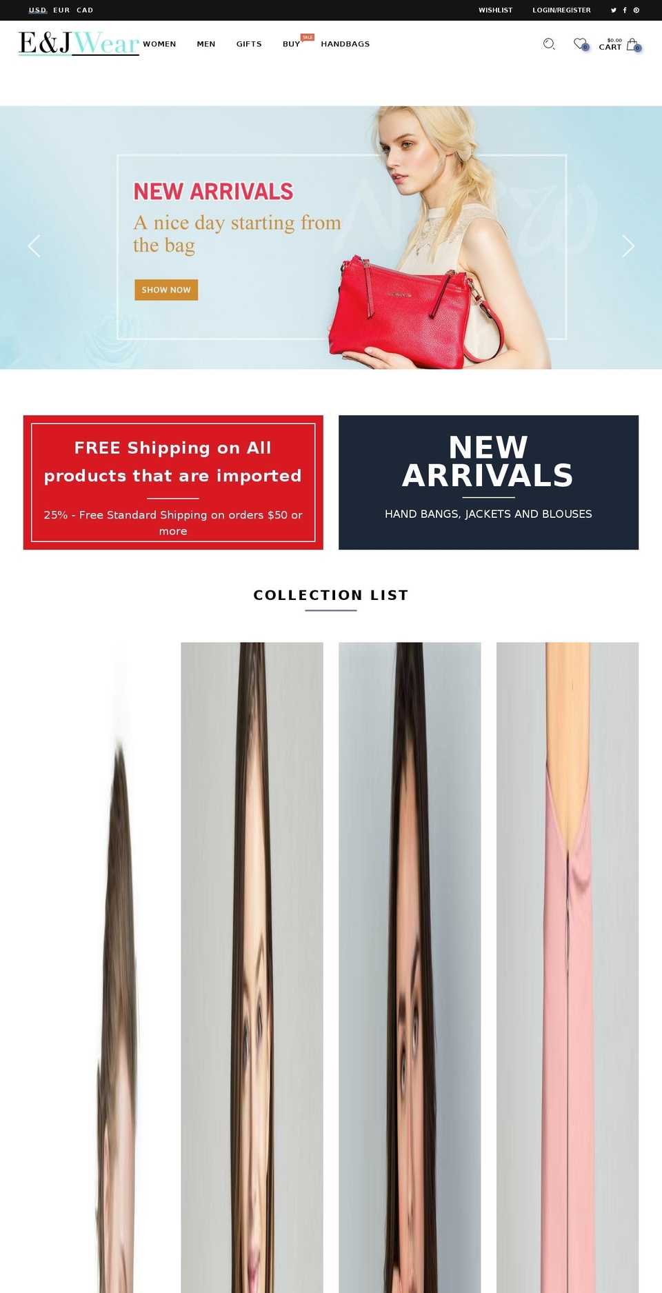 eandjwear.com — Shopify storefront screenshot