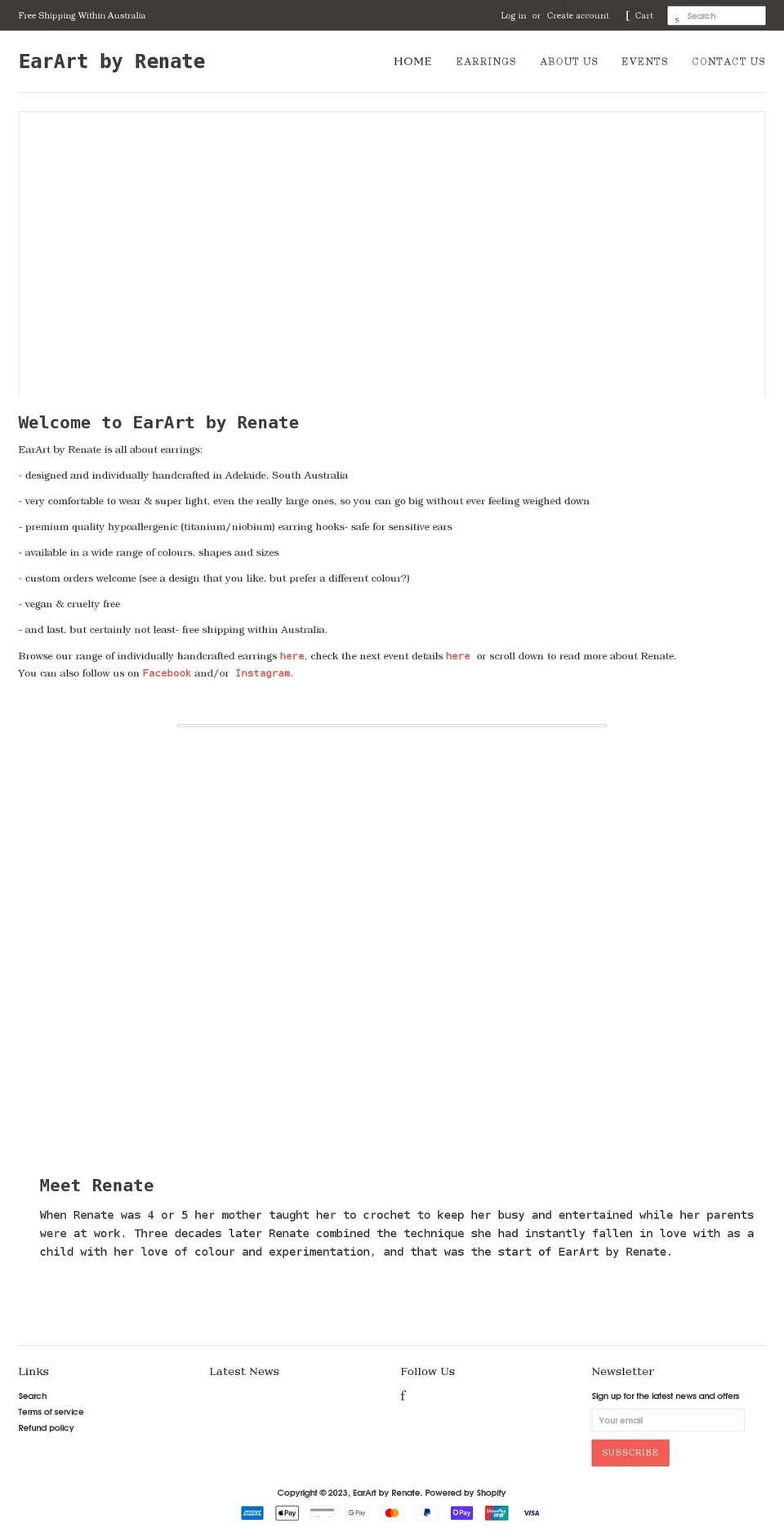 earartbyrenate.com.au shopify website screenshot