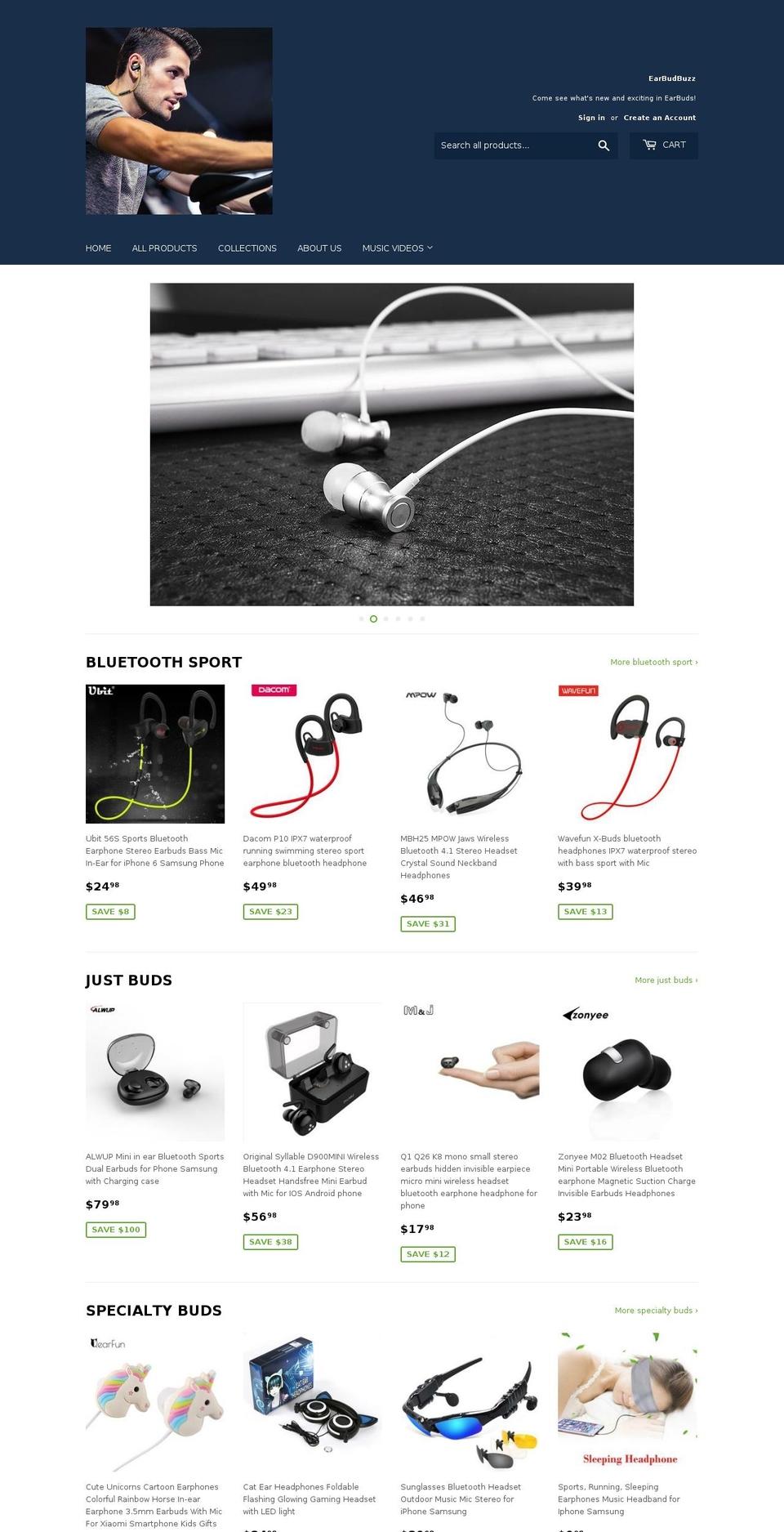 earbudbuzz.com — Shopify storefront screenshot