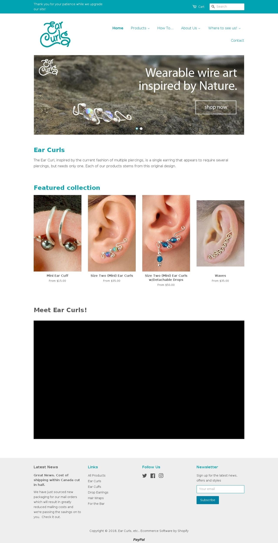 earcurls.com — Shopify storefront screenshot