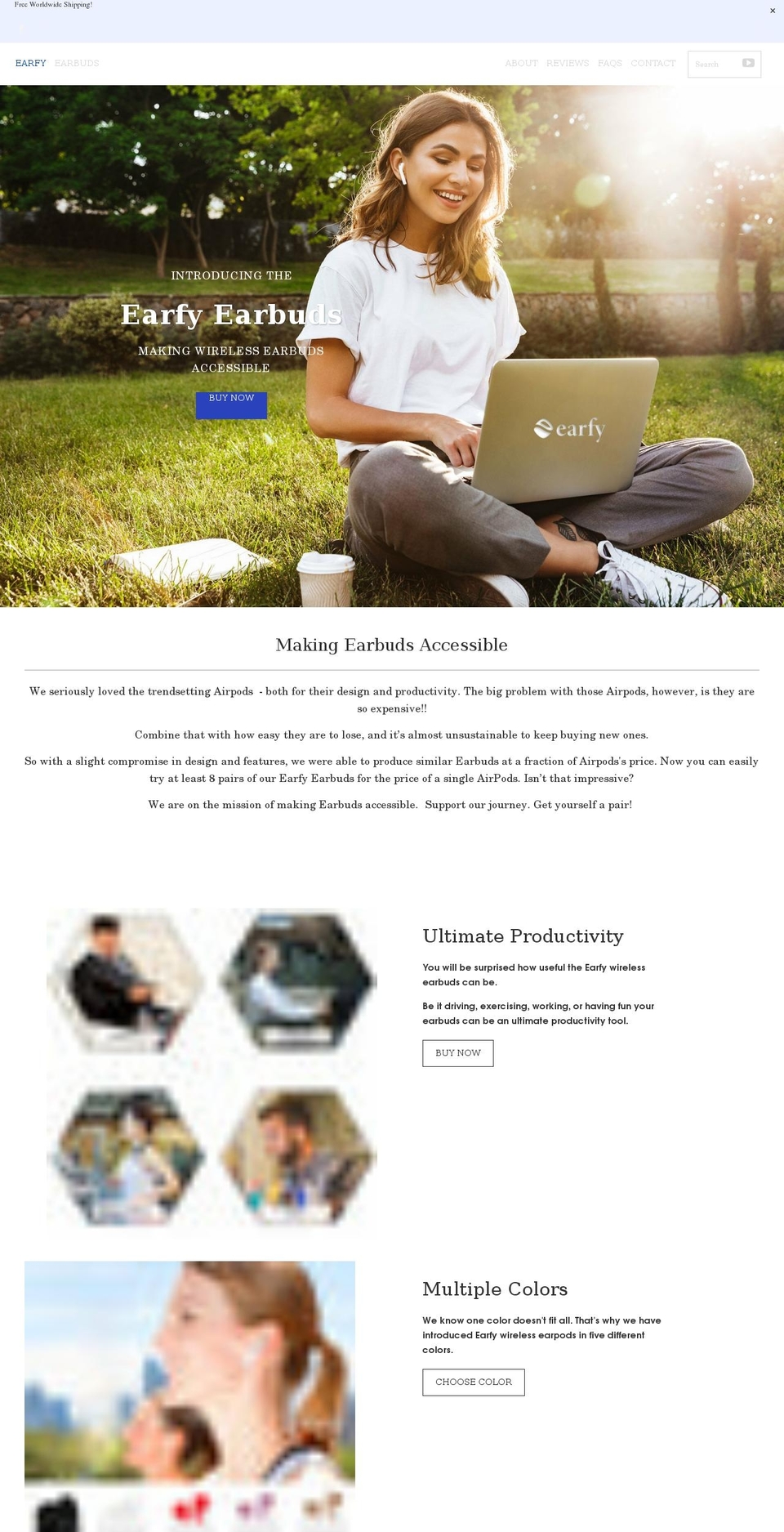 earfy.com shopify website screenshot