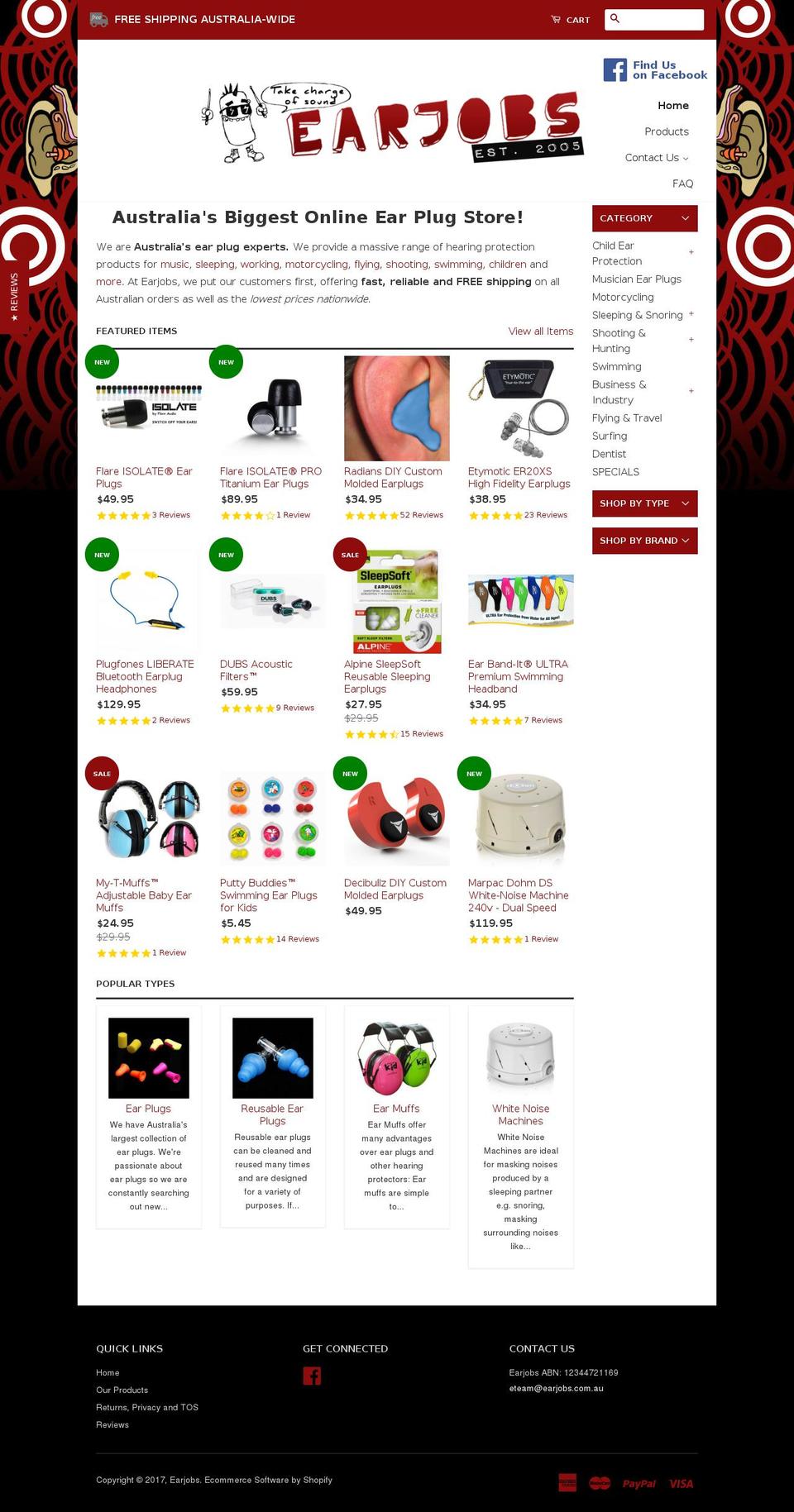 Production Shopify theme site example earjobs.com.au