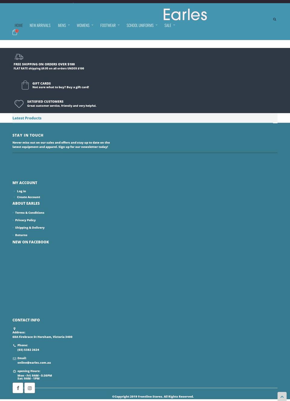 earles.com.au shopify website screenshot