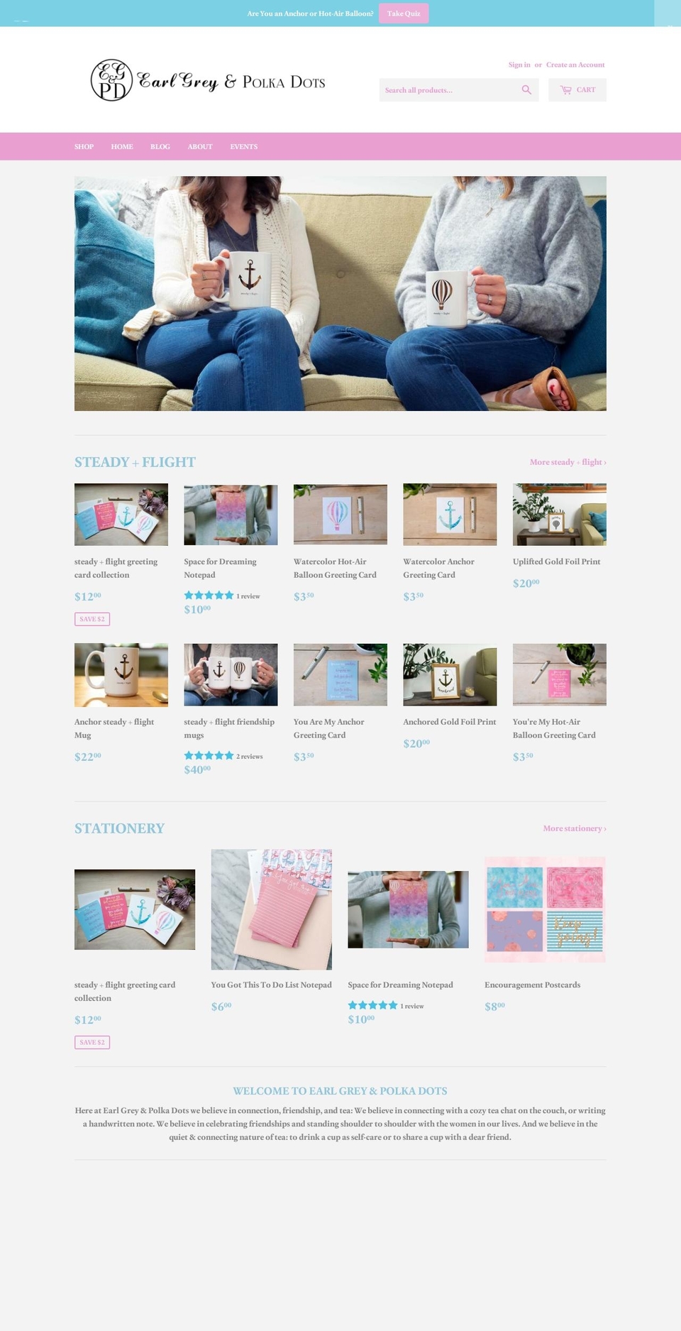 earlgreyandpolkadots.com — Shopify storefront screenshot