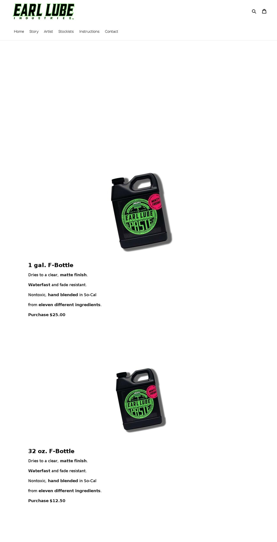 earllubeindustriesshop.com — Shopify storefront screenshot
