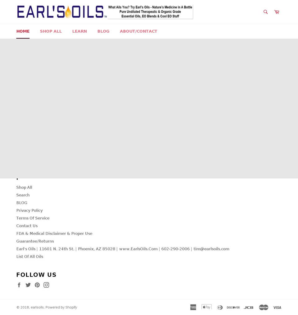 earlsoils.com — Shopify storefront screenshot