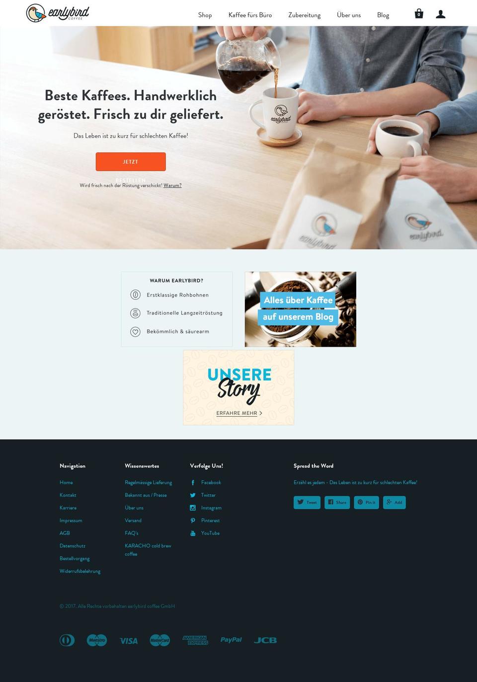 Coffee Shopify theme site example earlybird-coffee.de