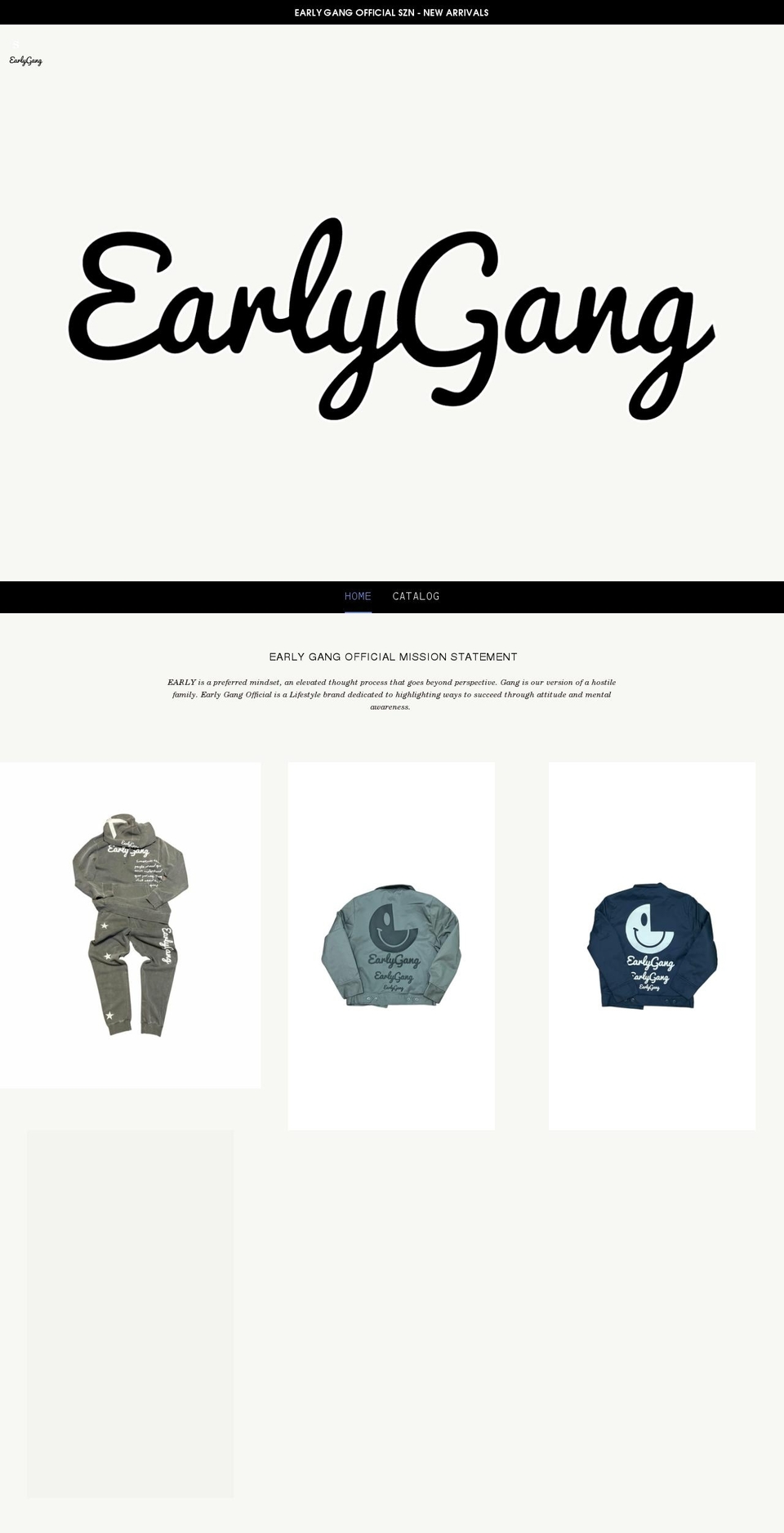 earlygangofficial.shop shopify website screenshot