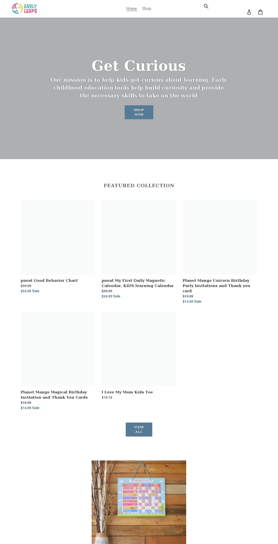 earlyleaps.com shopify website screenshot