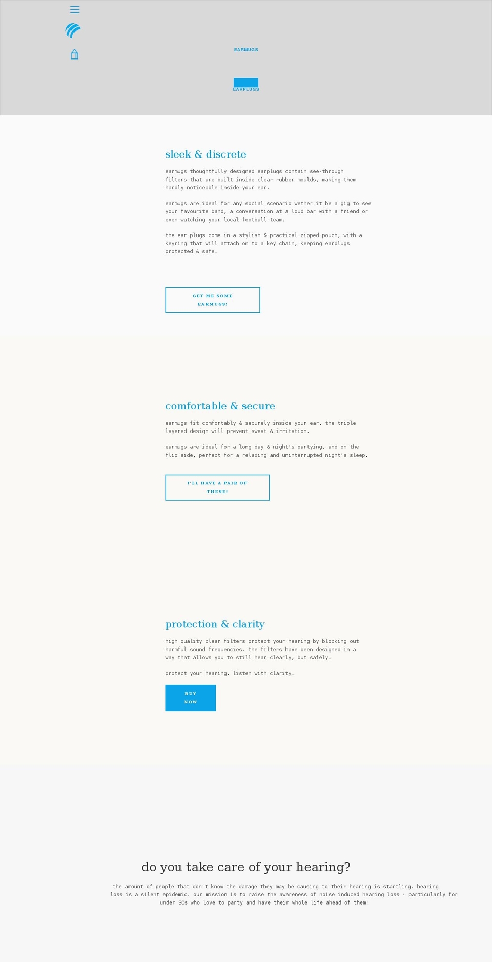 earmugs.co.uk shopify website screenshot