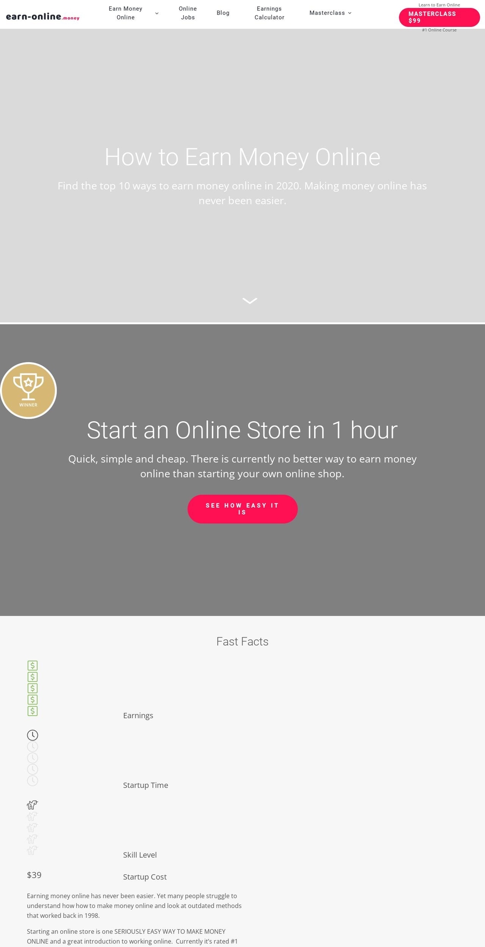 earn-online.money shopify website screenshot