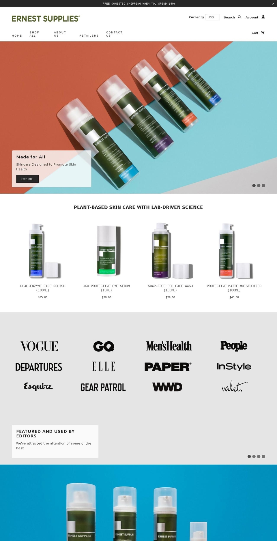 earnestsupplies.com — Shopify storefront screenshot