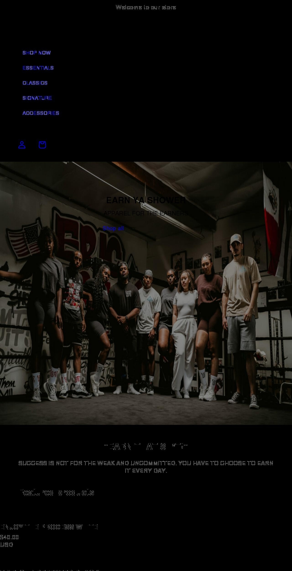 earnyashower.com shopify website screenshot