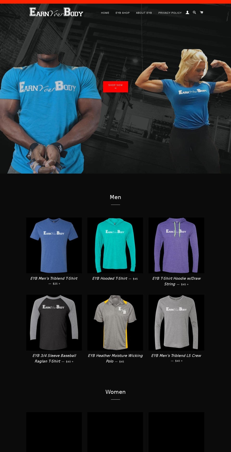 earnyourbodyapparel.com shopify website screenshot