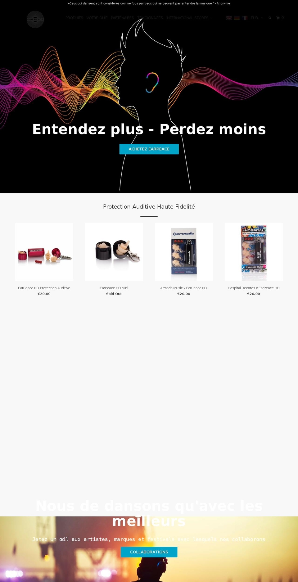 NEW EarPeace Shopify theme site example earpeace.fr