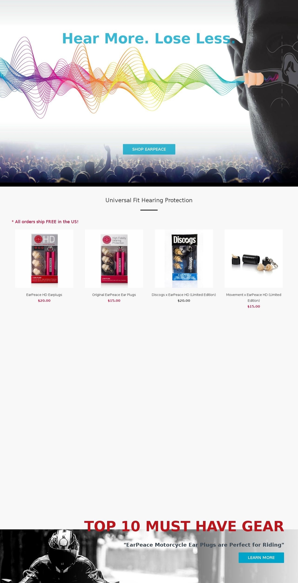 earpeace.me shopify website screenshot