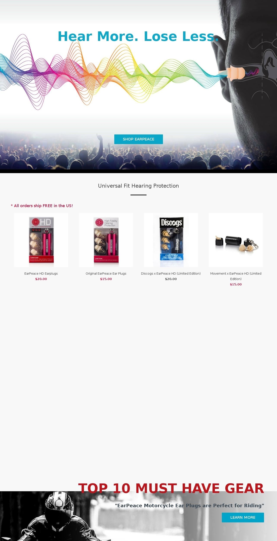 earpeace.org shopify website screenshot