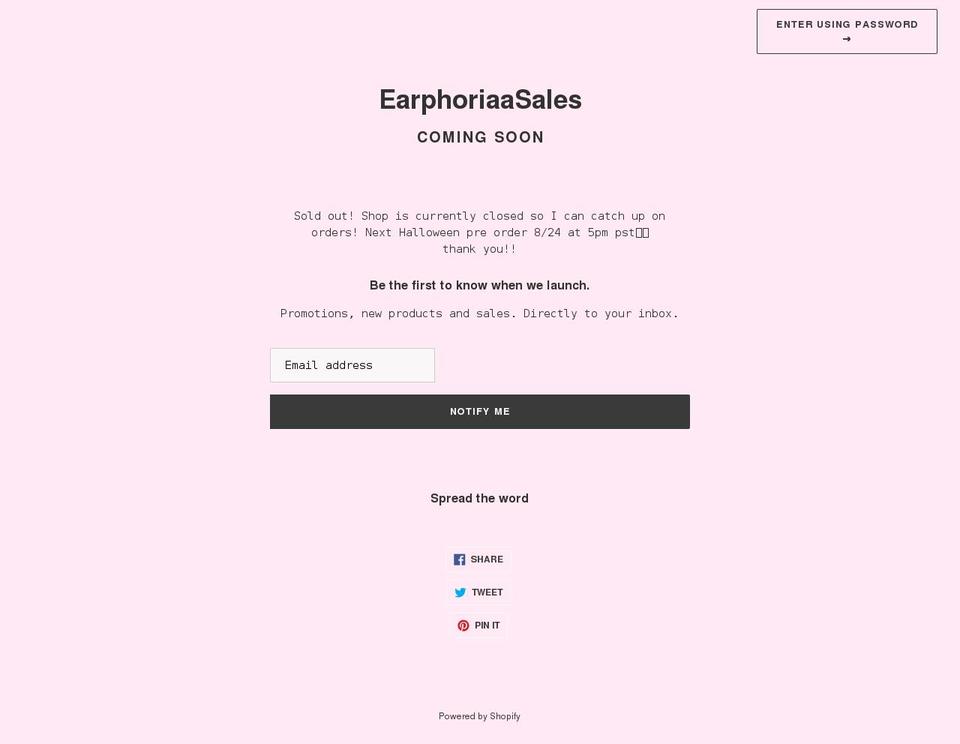 earphoriaa.com shopify website screenshot