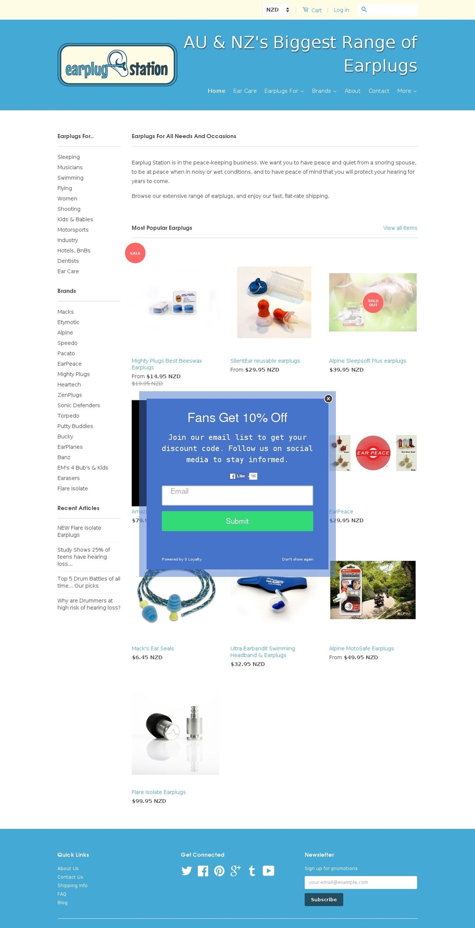 earplugstation.com shopify website screenshot