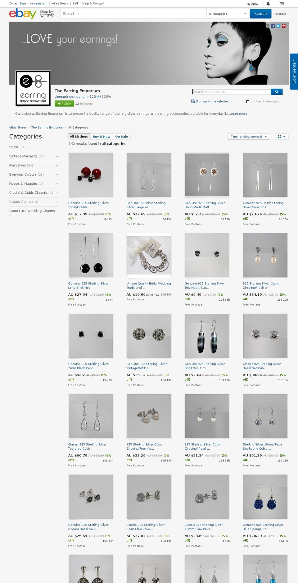 earringemporium.com shopify website screenshot