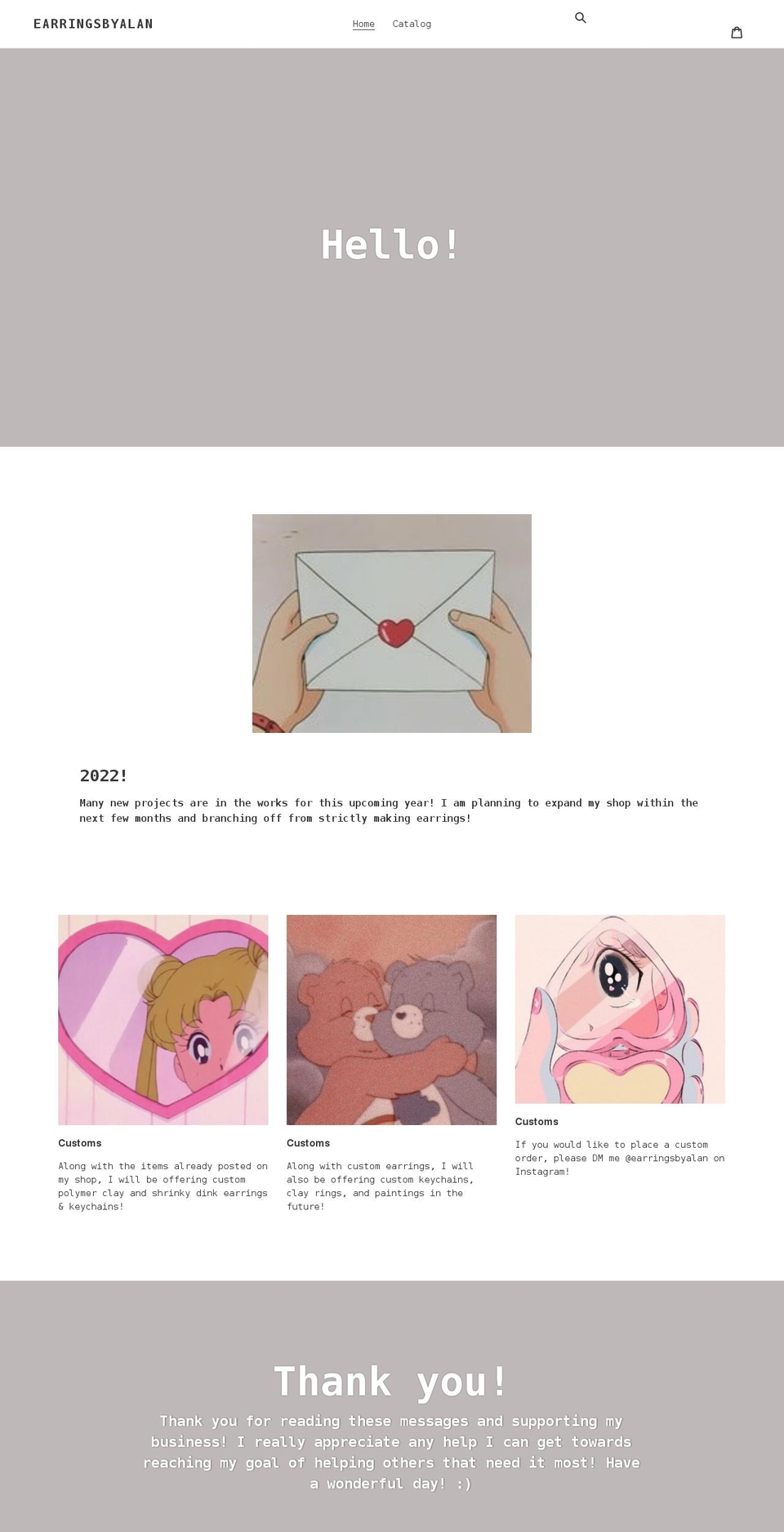 earringsbyalan.com shopify website screenshot