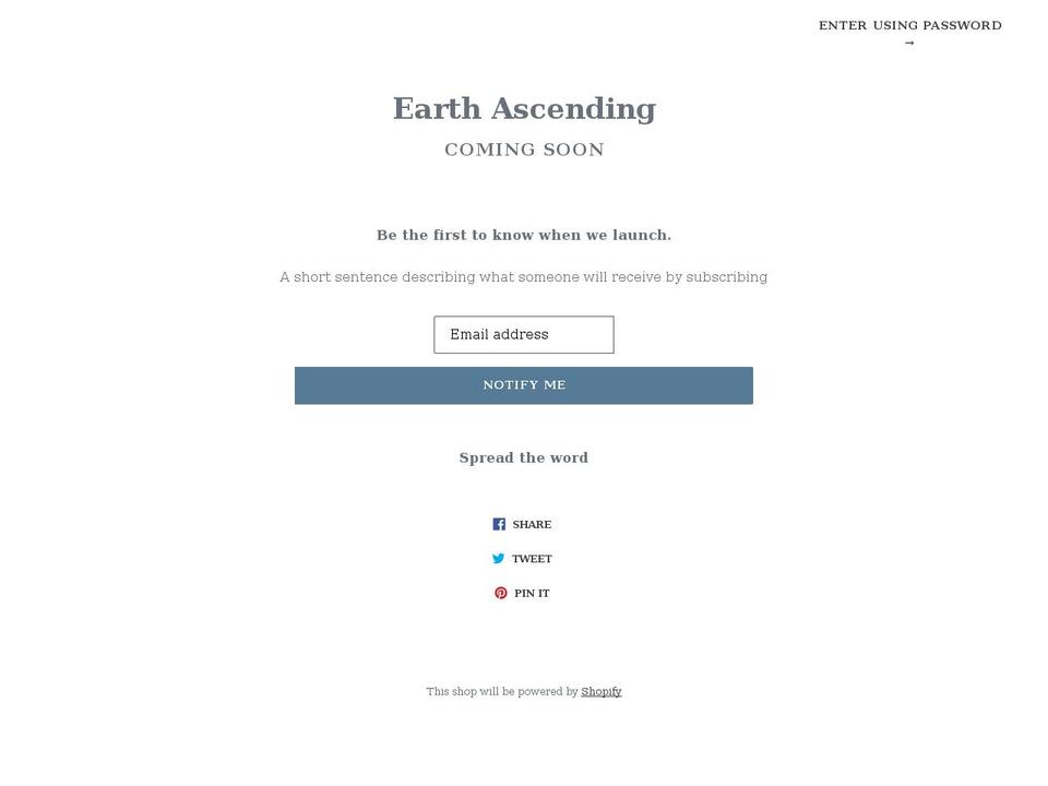 earth-ascending.com — Shopify storefront screenshot