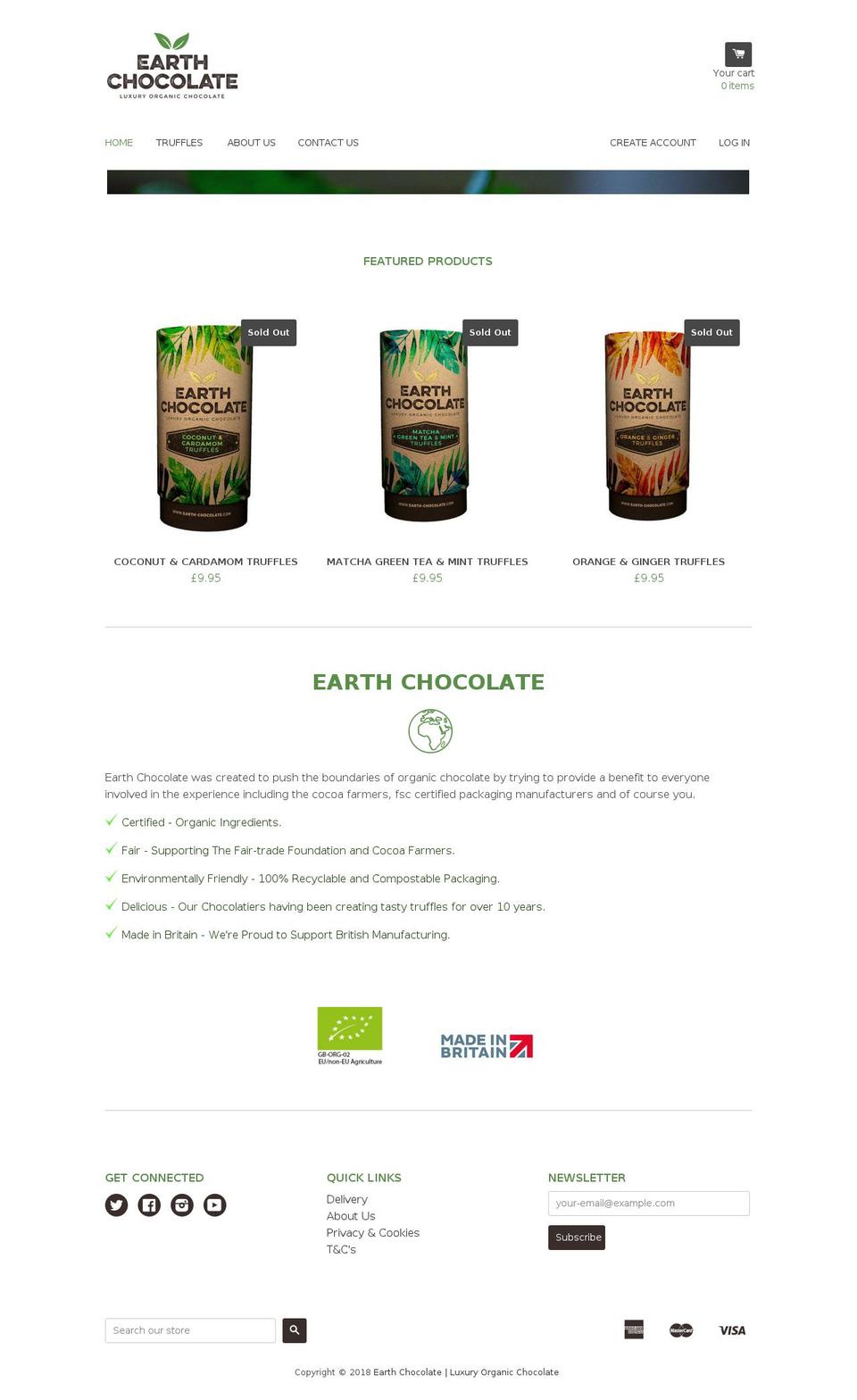 earth-chocolate.com — Shopify storefront screenshot