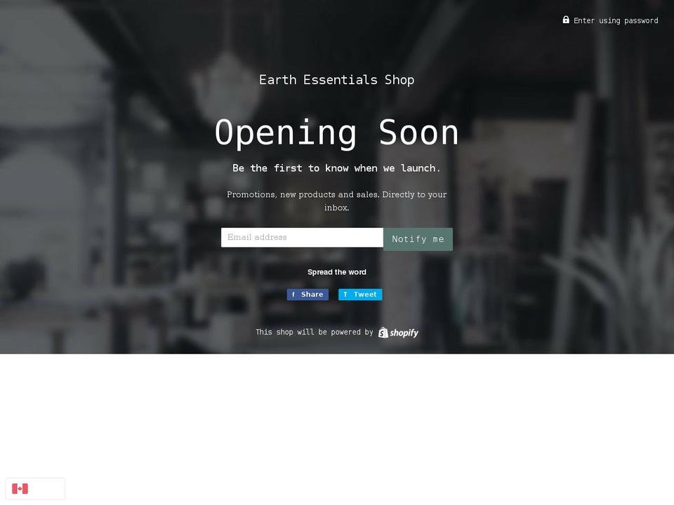 earth-essentials-shop.myshopify.com shopify website screenshot