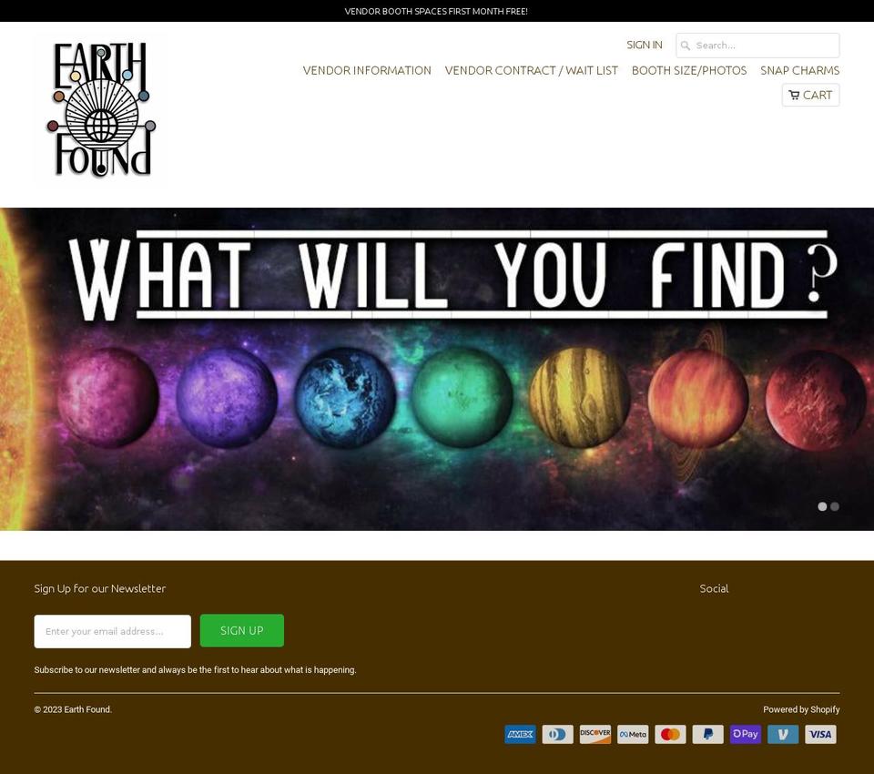 earth-found.com shopify website screenshot