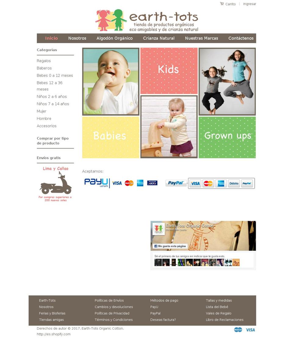 earth-tots.com shopify website screenshot