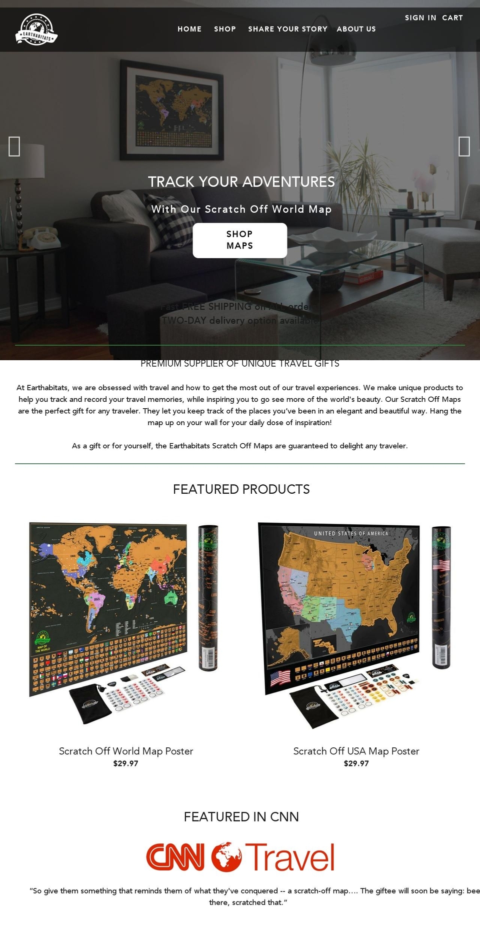 earthabitats.com shopify website screenshot