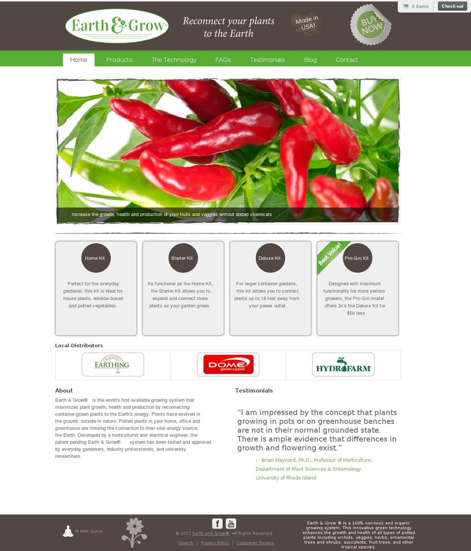 earthandgrow.com shopify website screenshot