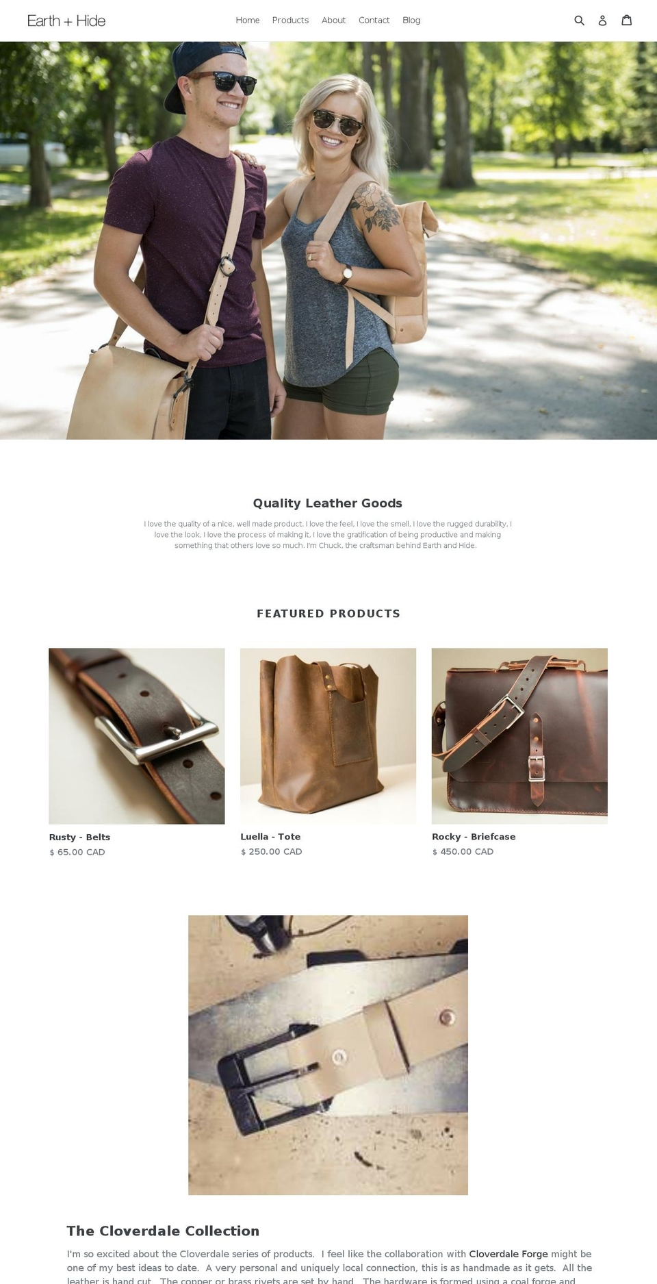 earthandhide.com — Shopify storefront screenshot