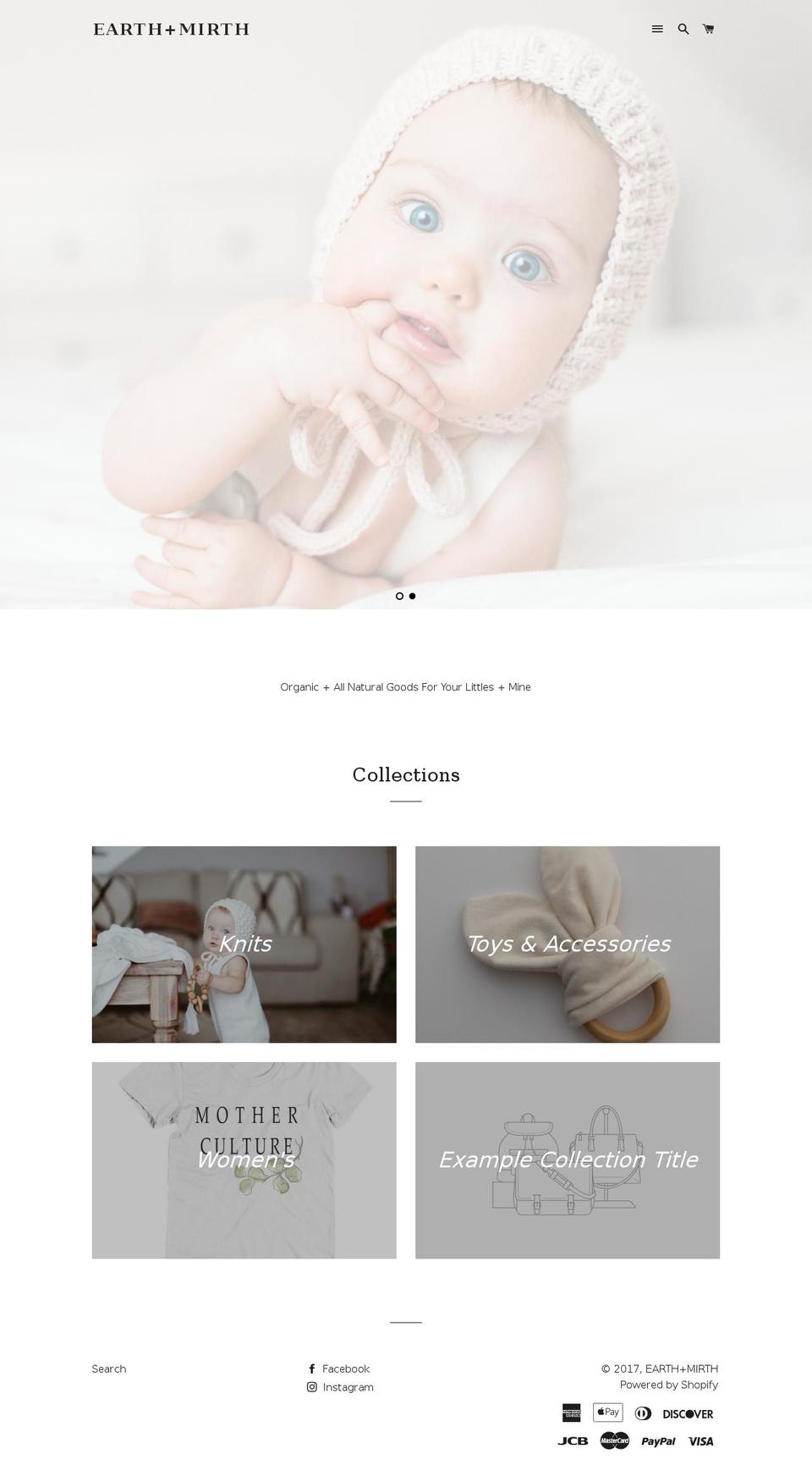earthandmirth.com shopify website screenshot