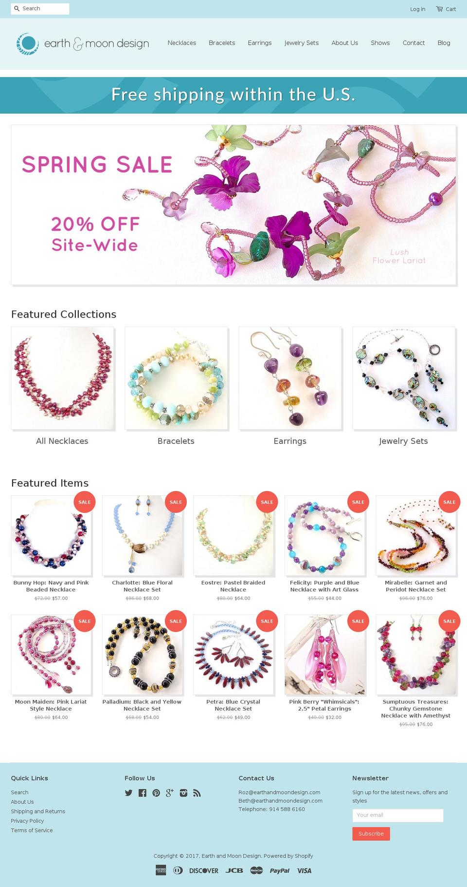 earthandmoondesign.com shopify website screenshot