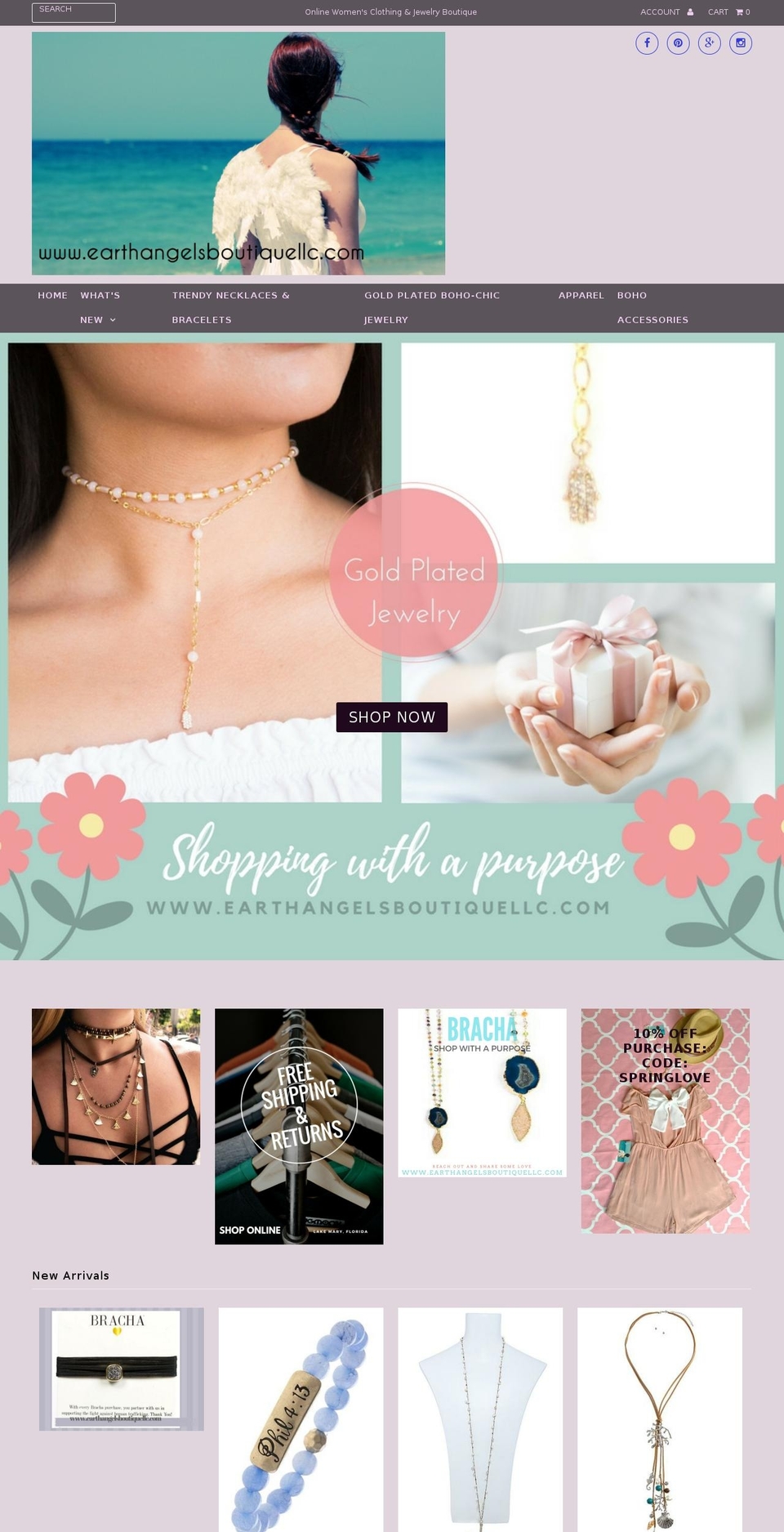 earthangelsboutiquellc.com shopify website screenshot