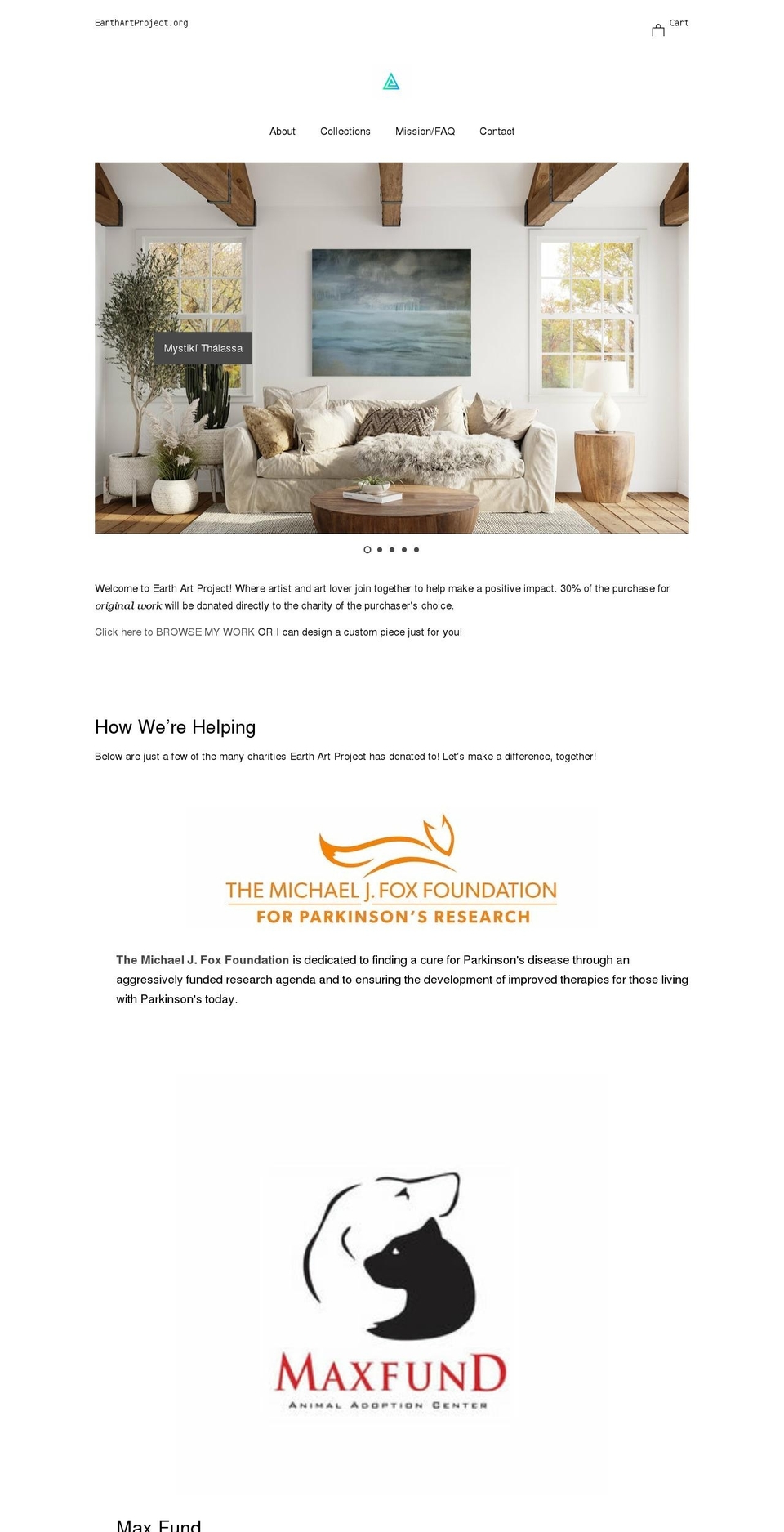 earthartproject.org shopify website screenshot